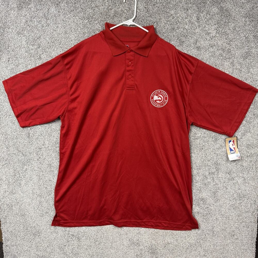 Atlanta Hawks NBA Basketball Club Polo Shirt Mens Size 2XLT Red Short Sleeve NWT